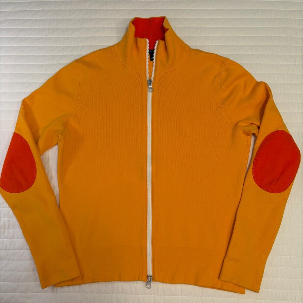 Banana Republic Vintage Double Zip Orange & Red Sweater Womens XL